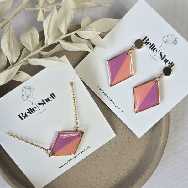 Oorbellen 'Saar Roze-Oranje'