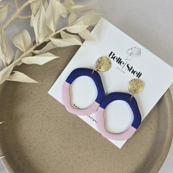 Oorbellen 'Joyce Blauw-Roze'