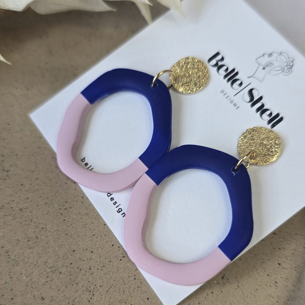 Oorbellen 'Joyce Blauw-Roze'