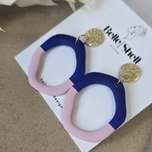 Oorbellen 'Joyce Blauw-Roze'