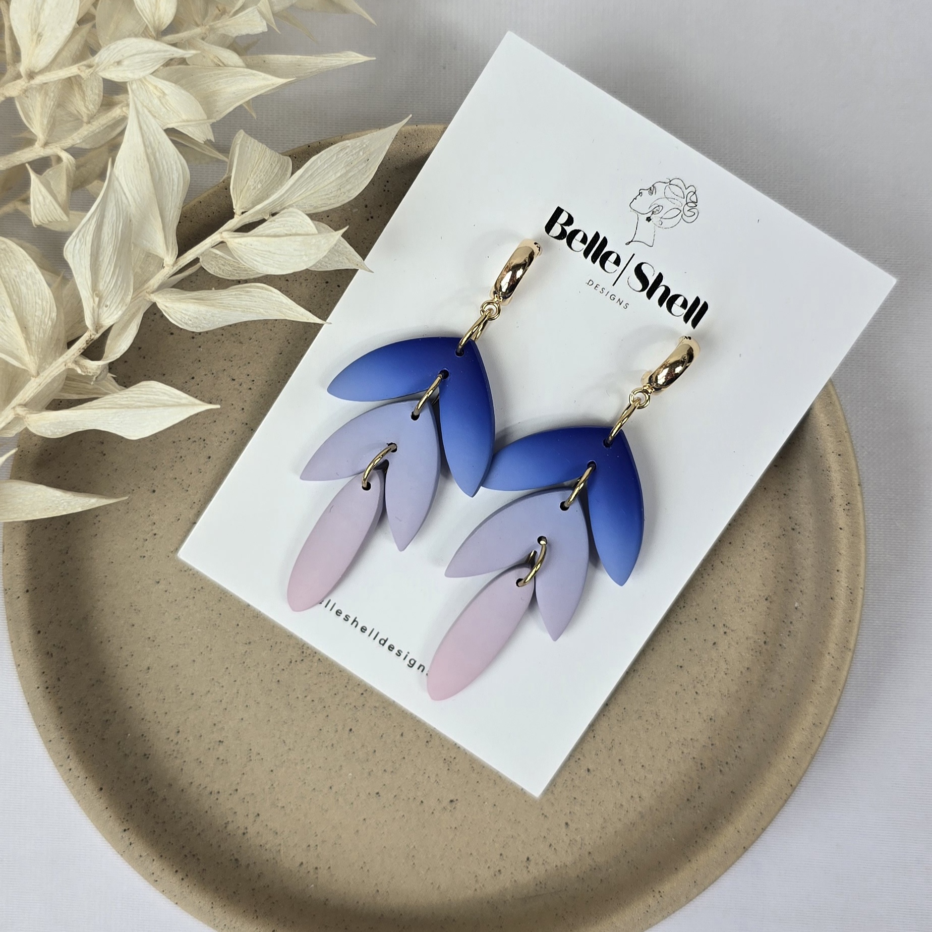Oorbellen 'Kelly Blauw-Roze'