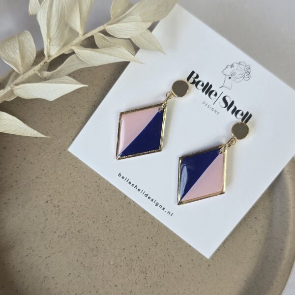 Oorbellen 'Saar Blauw-Roze'