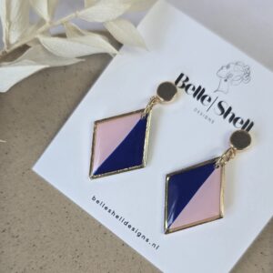 Oorbellen 'Saar Blauw-Roze'