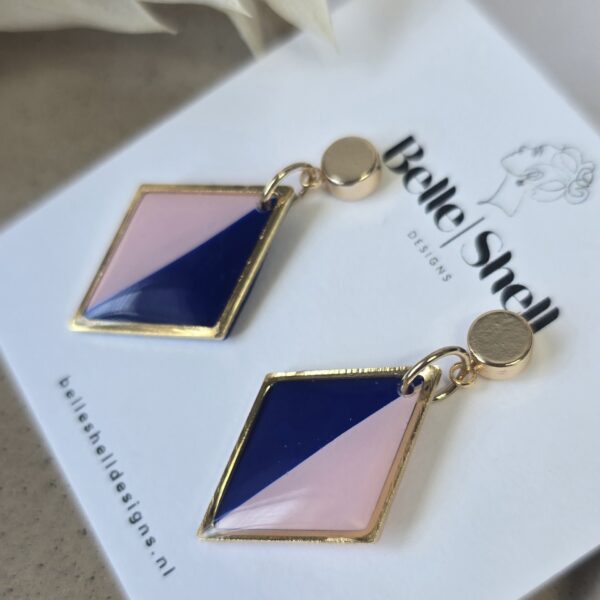 Oorbellen 'Saar Blauw-Roze'