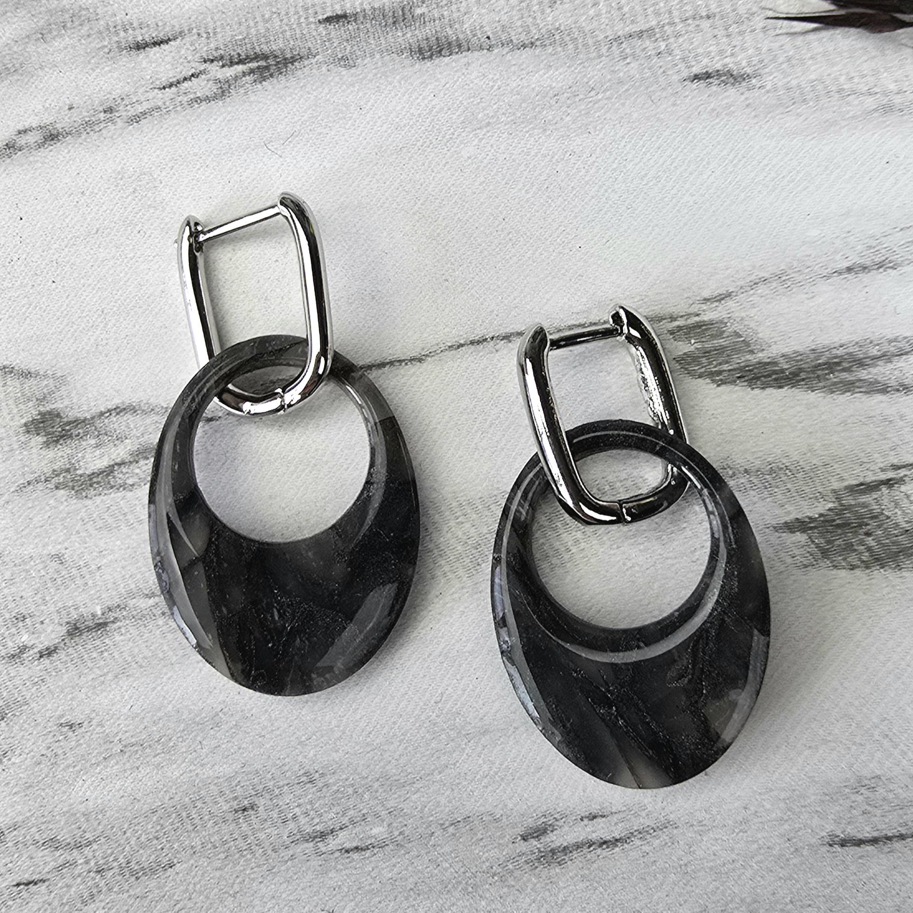 Handgemaakte unieke oorbellen Marble Moise 1 Oorbellen 'Marble Moise'