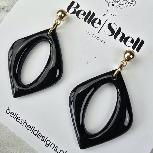 Handgemaakte unieke oorbellen Mona Zwart glossy 3 Oorbellen 'Mona Zwart Glossy'