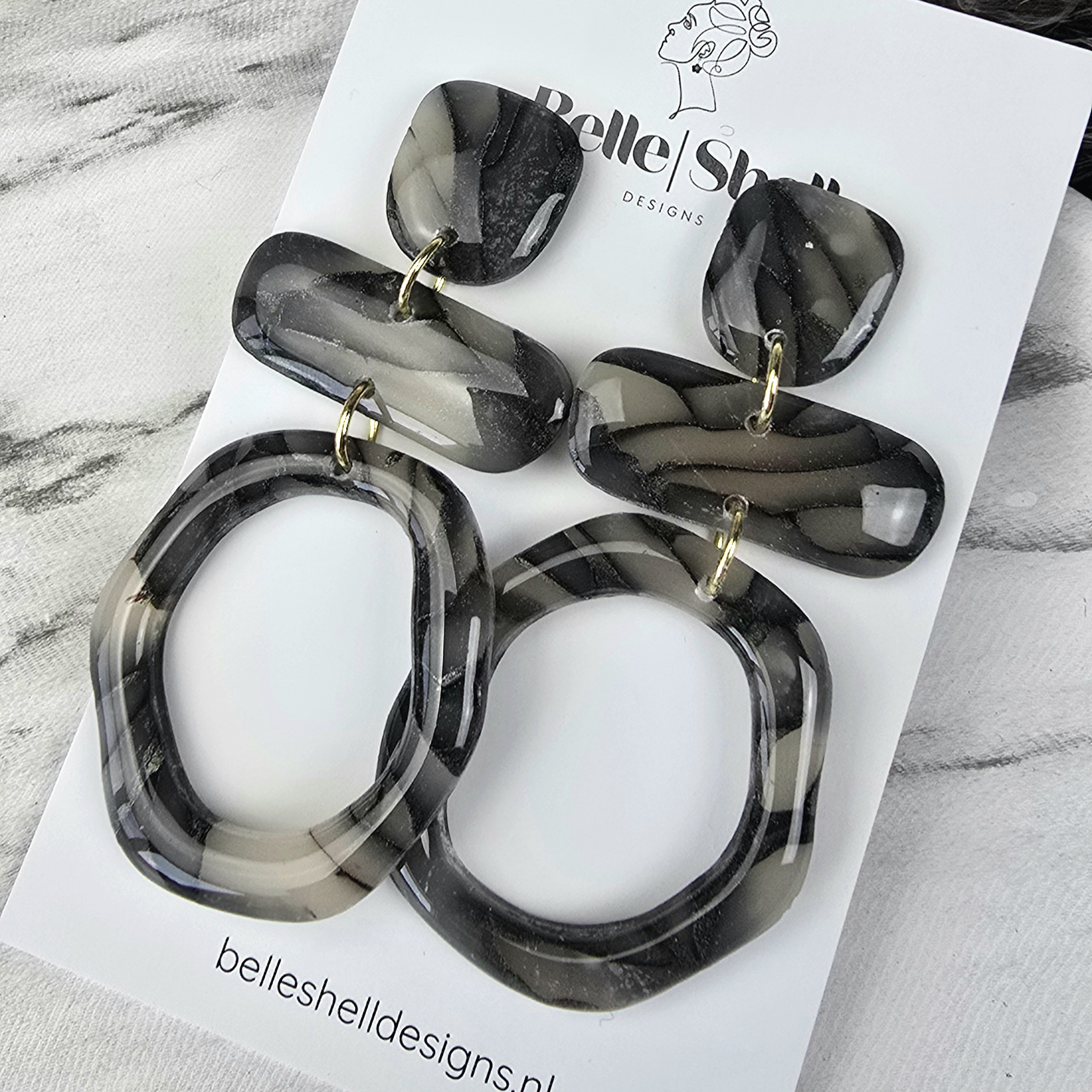 Oorbellen 'Ophelia Marble'