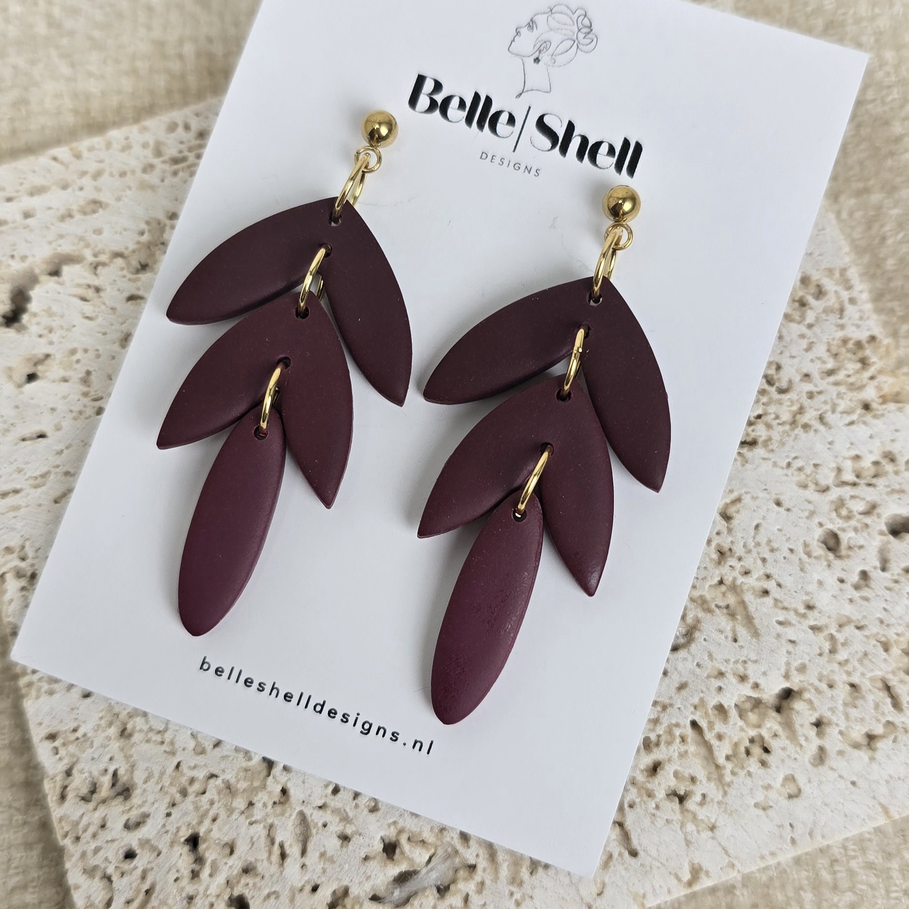 Oorbellen 'Kelly Bordeauxrood'