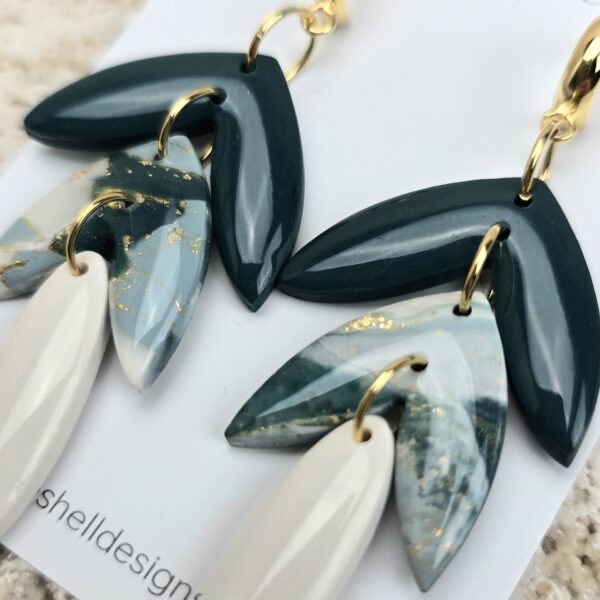 Handgemaakte oorbellen Uniek Kelly Teal Glossy 3(1) Oorbellen 'Kelly Teal Glossy'