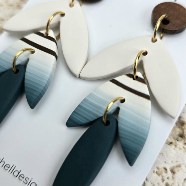 Handgemaakte oorbellen Uniek Kelly Teal mat 3(1) Oorbellen 'Kelly Teal Mat'