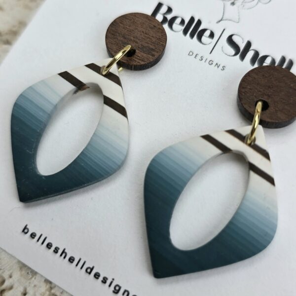 Handgemaakte oorbellen Uniek Mona Teal 3(1) Oorbellen 'Mona Teal'