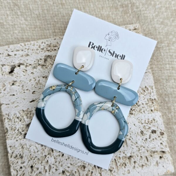 Handgemaakte oorbellen Uniek Ophelia Teal Glossy 1(1) Oorbellen 'Ophelia Teal Glossy'