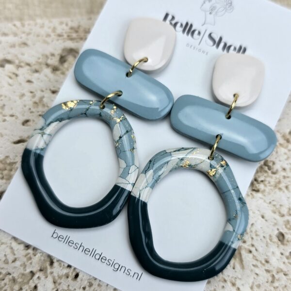 Handgemaakte oorbellen Uniek Ophelia Teal Glossy 2(1) Oorbellen 'Ophelia Teal Glossy'