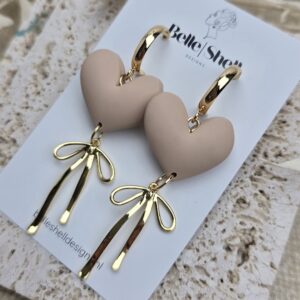 Oorbellen 'Heart Balloon Beige'
